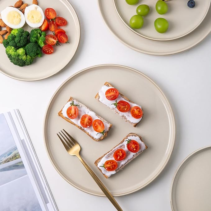 AmorArc Stoneware Dinnerware Sets for 4, 12Pcs Plates and Bowls Sets Dishes | Ceramic Round Reactive Glaze Dishes Set, Highly Scratch Resistant | Dishwasher & Microwave Safe Dishware