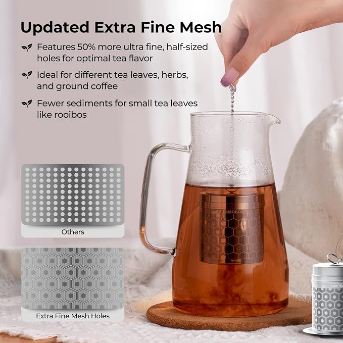 Stainless Steel Large Tea Infuser for Loose Leaf Tea & Spice Ball | Tea Strainer Extra Fine Mesh Large Tea Ball 2” x 2.8” Loose Leaf Tea Steeper for Teapot Pitcher Cup Mug Bottle Kettle