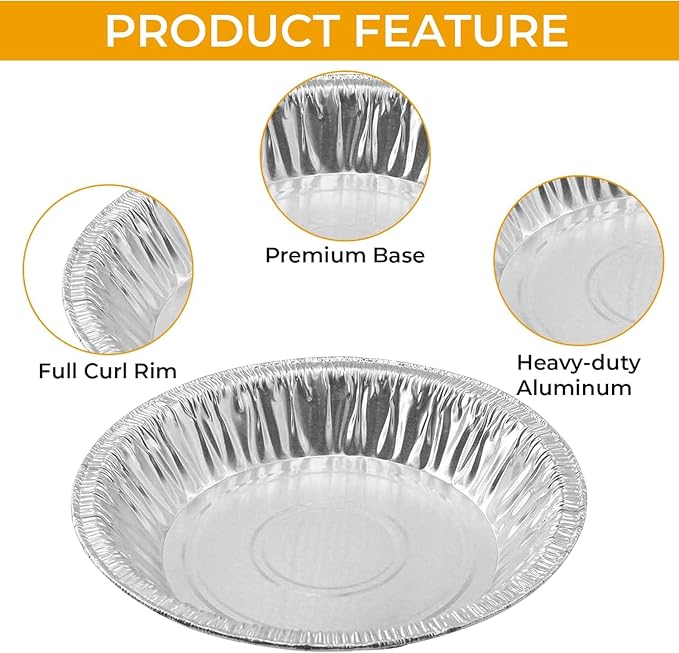 Aluminum Foil 6 inch Pie Pans, 55 Count | Disposable Baking Plates, Made in USA, Heavy Duty Tins, Mini Pies, Quiche and Tarts