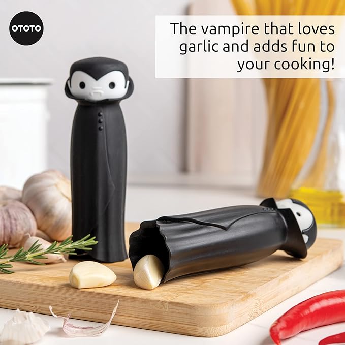 OTOTO Drac N' Roll Vampire Garlic Roller, Silicone Garlic Peeler Tube, Silicone Tube Roller for Halloween - Kitchen Gadget for Garlic, Garlic Tube, Garlic Crusher