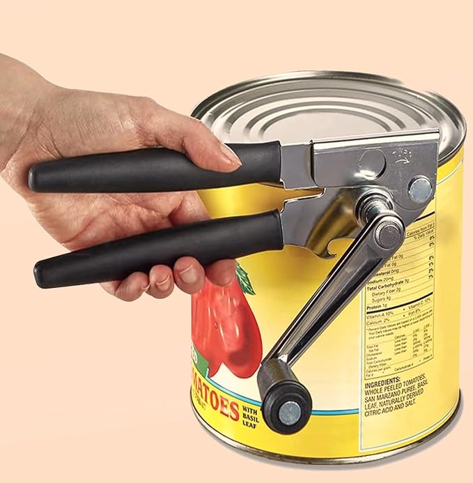 Heavy Duty Can Opener with Magnet – Commercial Can Opener Manual for Seniors & Arthritis - Hand Held, Folding Knob, Smooth Edge, Works on #10 Cans, for Restaurants
