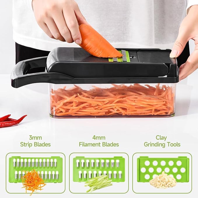15 in 1 Vegetable Chopper, Food Veggie Chopper, Onion and Vegetable Slicer with Container, Dicer, Kitchen Gadget and Essential