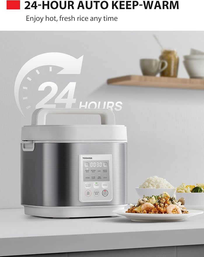 TOSHIBA Rice Cooker Heritage Bento Box, Digital Control, 10-Cup Uncooked Rice Capacity, 9 Functions with 3D Heating and 24-Hour Auto Keep Warm
