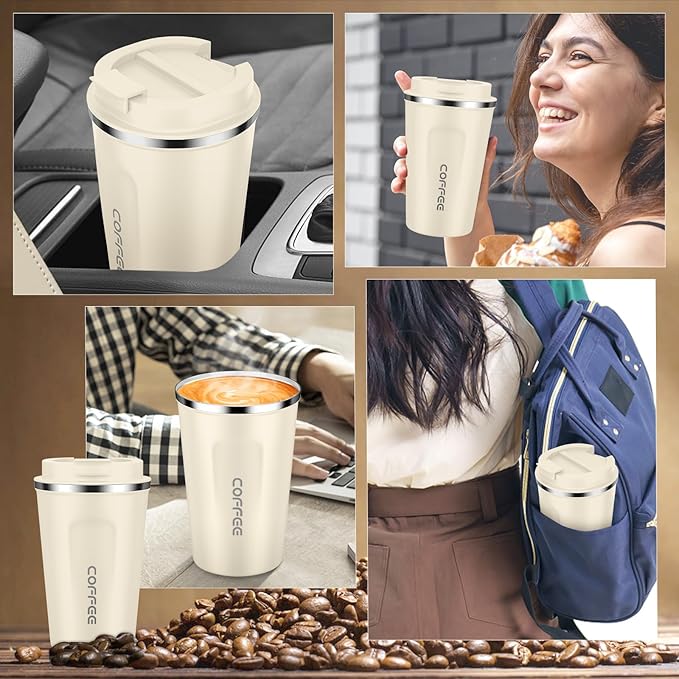 CS COSDDI 12 oz Stainless Steel Vacuum Insulated Tumbler - Coffee Travel Mug Spill Proof with Lid - Coffee Cups for Keep Hot/Ice Coffee,Tea and Beer