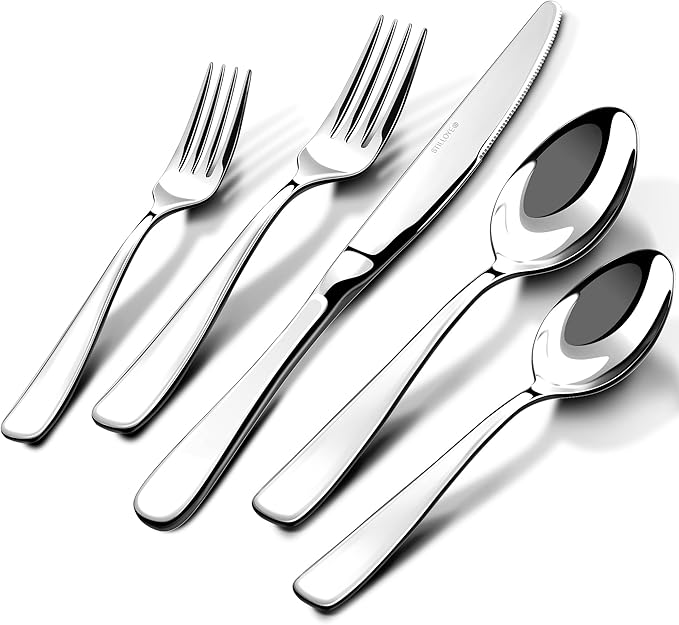 18/10 Silverware Set for 4, 20 Piece Stainless Steel Flatware Cutlery Set | Mirror Polished knives Forks and Spoons Utensils Heavy Silverware Sets,Dishwasher Safe for Dinner Home Kitchen,Wedding Party