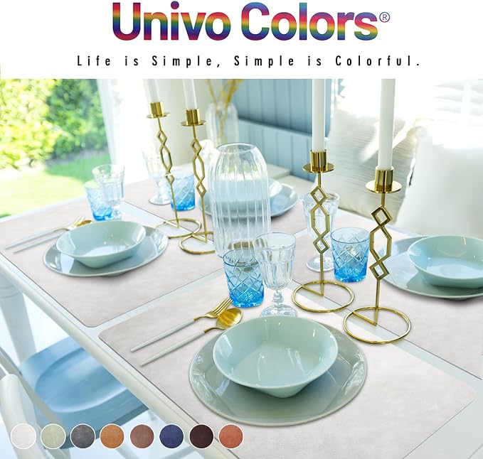UnivoColors Washed Cowhide Pattern Faux Leather Big Size Placemats Set of 6, Waterproof Easy to Clean Anti-Slip PU Table Mats for Party Decoration19.7″×13.6″,Black Brown Retro Cowhide Pattern