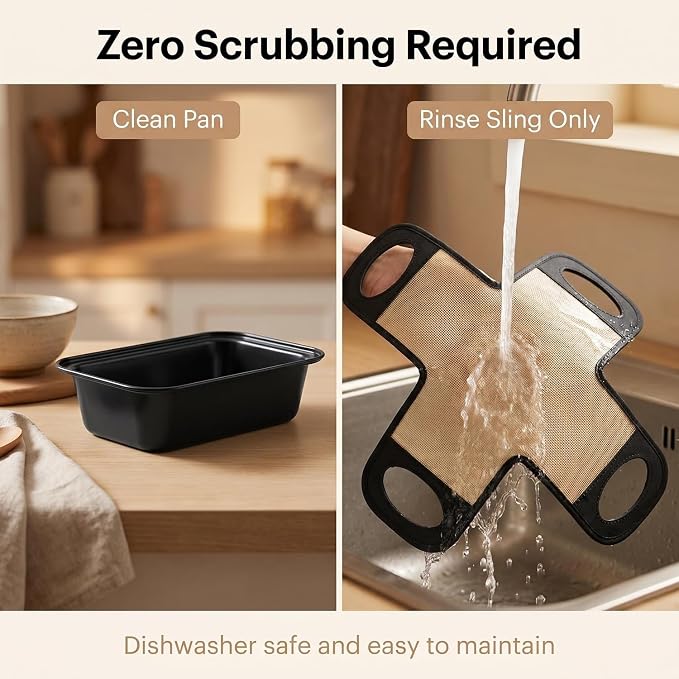 2-Pack 9x5 Nonstick Loaf Pan Set, Carbon Steel Bread Pan with Slings