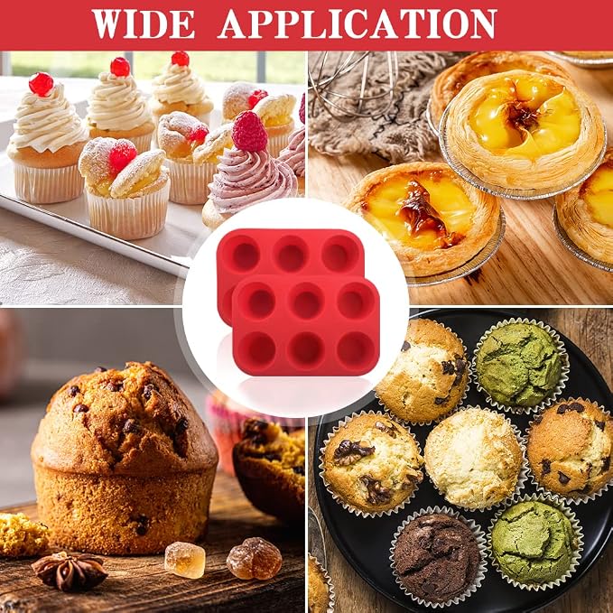 Silicone Muffin Pans,6 Cup Large Silicone Cupcake Pans 2Pack | 2.48inch Regular Size Nonstick Cupcake Egg Bites Molds for Baking,BPA Free Silicone Muffin Tray, Dishwasher Saf e ﻿