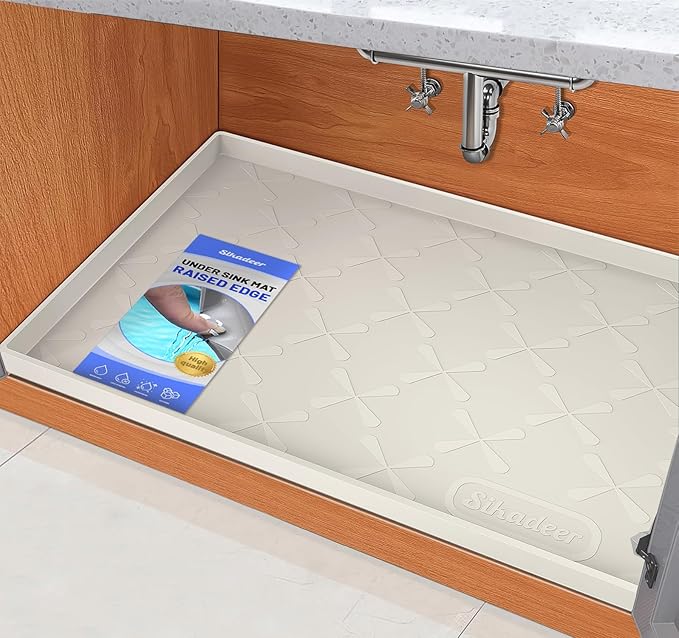 Waterproof Under Sink Mat 40" x 22" Silicone Mat Cabinet Protector | Heavy Duty Deep Drip Tray, Extra Thick Non Slip Liner for Kitchen & Bathroom, Pets, Organizer, Storage, Boots, Home Essential