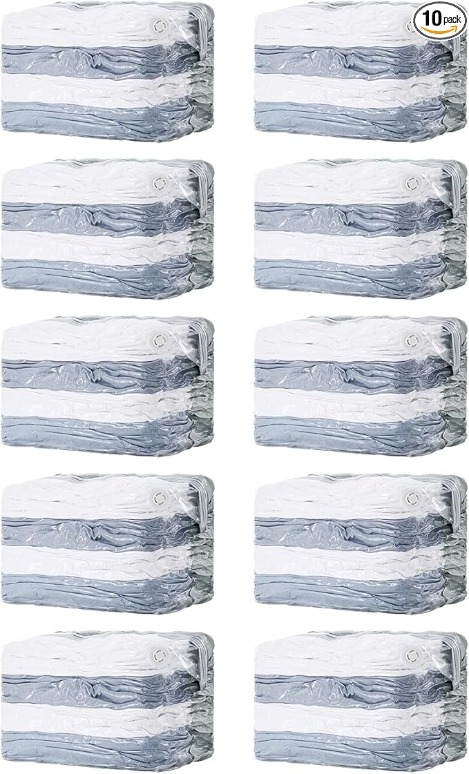 TAILI 10 Pack Vacuum Storage Bags, Jumbo Cube 31x40x15 Inch, Cream | Extra Large Vacuum Seal Bags for Comforters, Blankets, Bedding, Clothing, No Pump Compression Cube, Space Saver Storage