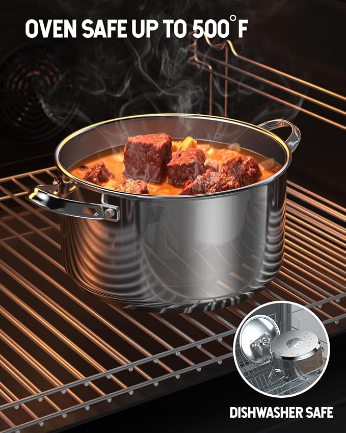 Cooks Standard Stainless Steel Stock Pot - Induction Deep Cookware | 6 Quart Stainless Steel Stock Pot with Lid, Heavy Duty Thick Bottom for Pasta, Soups, and Small Family Meals