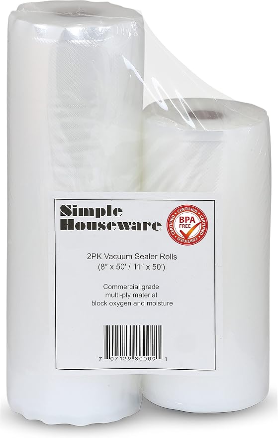 Simple Houseware 11" & 8" Vacuum Sealer Bags Sous Vide Roll, 2-Pack | Each 50', Commercial Grade, BPA Free, Airtight Food Storage