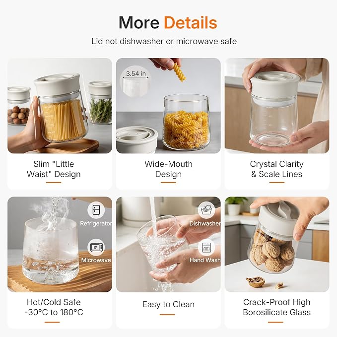 2-Pack 17oz Overnight Oats Container with Airtight Twist-Seal Lid | Wide Mouth, Easy Open/Clean, Clear Borosilicate Mason Jar With Scale for Coffee, Nuts, Tea, Oats, Jams, Pickles, Candy, Sugar