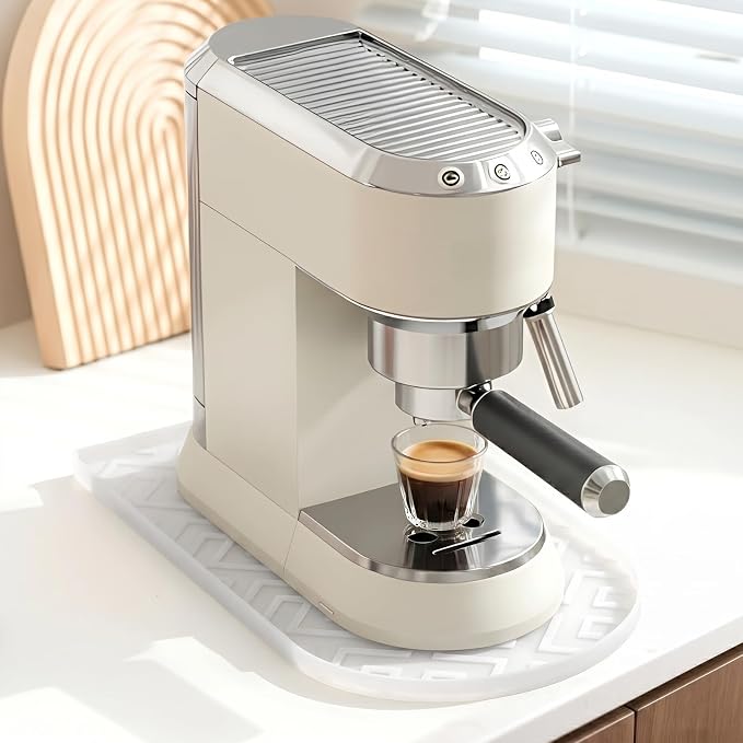 Silicone Coffee Mat,15.8"x 7.8"in Bar Mat for Countertop,Heat-Resistant,Non-Slip,Leak-Proof,Fit for Coffee Maker/Espresso Machine-Translucent