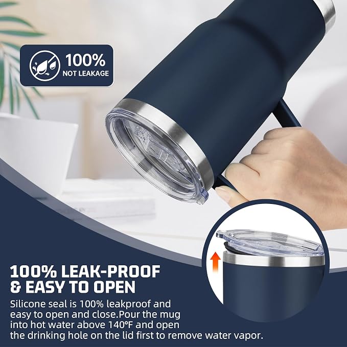 20 oz Tumbler with Handle Stainless Steel Insulated Coffee Mug Tumbler with Lid and Straw Double Wall Vacuum Insulated Coffee Mug Leak Proof Travel Mug Tumbler for Hot and Cold Drink (Mix Color-1)