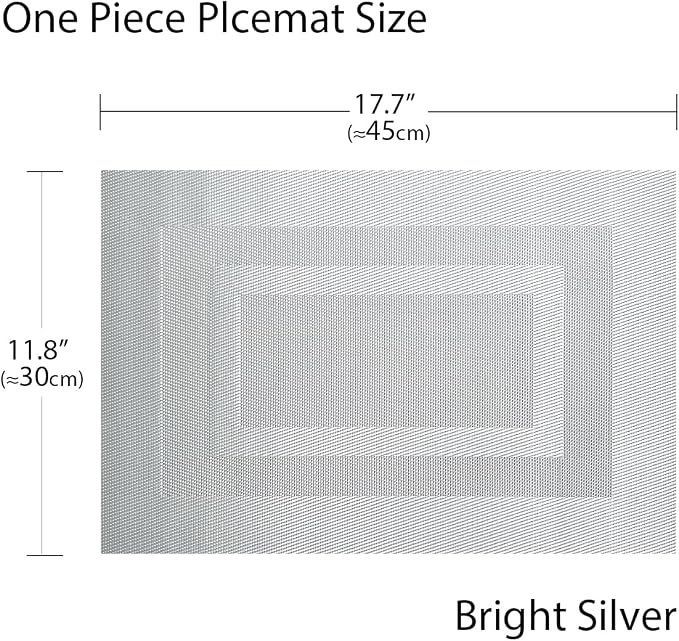 PIGCHCY Placemats Set of 6,Washable Woven Vinyl Kitchen Table Mats Non Slip Placemats Durable Heat Resistant Placemats for Dining Table(Silver White)