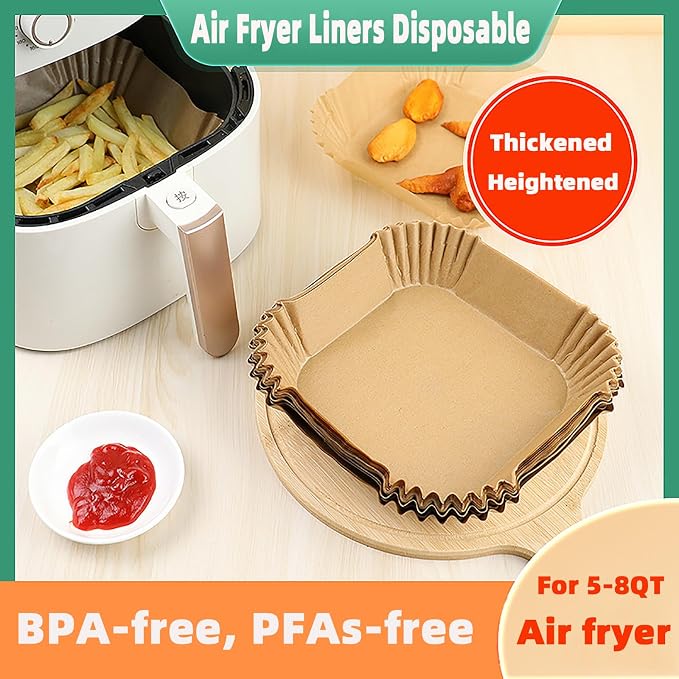 Air Fryer Liners Disposable,400PCS Victoyaw 9 Inch Square Air Fryer Parchment Paper Liners for 5-8QT,Airfryer Paper Liners for Ninja AF141 AF181 5 6 6.5 qt Instant Pot Vortex Plus 6QT Chefman 7 8 QT