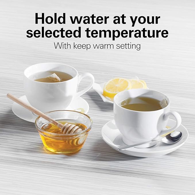 Hamilton Beach 1.7 Liter Electric Tea Kettle, Water Boiler & Heater | Fast Boiling 1500 Watts | Variable Temp | Cordless Serving | Auto-Shutoff & Boil-Dry Protection | LED Indicator | Glass