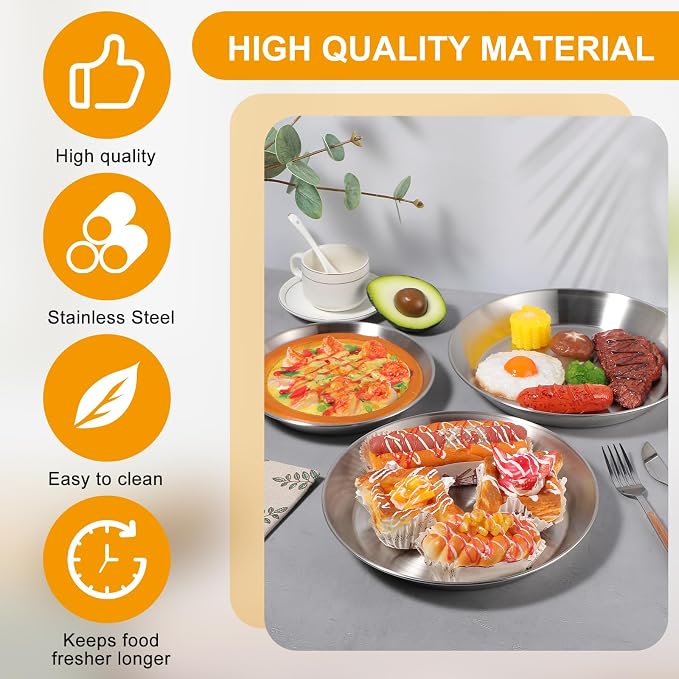 3 Pcs Stainless Steel Pie Pan Set, Pizza Pan Deep Pie Dish Pie Plate Baking Tray Dishes for Pizza Baking Serving Oven Grill, 3 Sizes