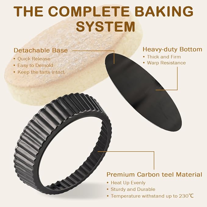 2 Pack 10 Inch Pie Pan with Removable Bottom | Detachable bottom design,Deep dish, Egg cream pastry pie plate, Not easy to stick,Portable Baking Kit, Durable Construction