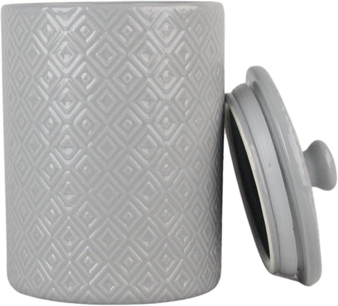 10 Strawberry Street Embossed Diamond Ceramic Kitchen Canister Set, Set of 3, Gray