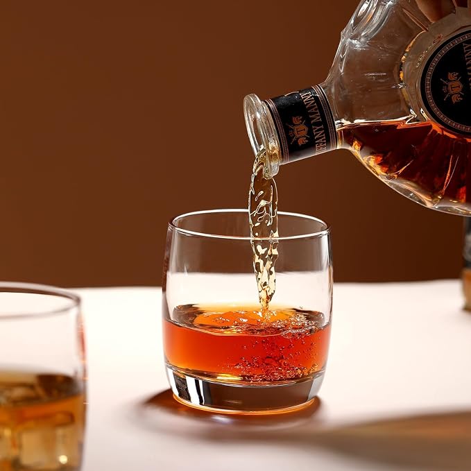 Whiskey Glasses Set of 6, Premium Crystal Bourbon Glass, 12.5 oz Drinking Glasses for Scotch, Cocktail, Whisky and Juice, Transparent Rocks Glasses, Dishwasher Safe Glassware, Gifts for Christmas