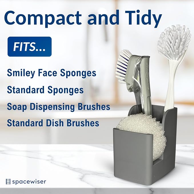 Silicone Sink Caddy – Sponge Dish Brush Holder for Kitchen Sink | Kitchen Sink Organizer, Sink Brush Holder, Sink Sponge Holder for Scrub Daddy, Scrub Mommy, Sponge & Kitchen Brush Holder