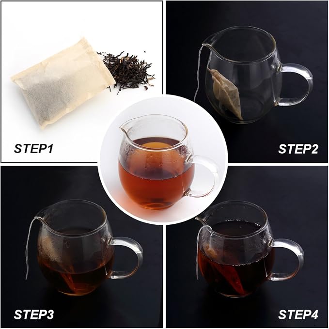400 Pack Disposable Drawstring Tea Filter Bags, Multi-size Natural Color | Empty Bag Paper Tea Infuser Safe & Natural Unbleached Drawstring for Loose Leaf Tea