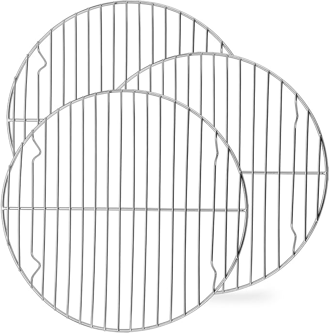 P&P CHEF Round Cooking Rack, Cooling Rack for Steamer, 10.5”, Silver | 3 Pack Stainless Steel Baking Rack for Grilling Roasting, Fits Air Fryer, Canning Pot, Oven & Dishwasher Safe, Non-toxic
