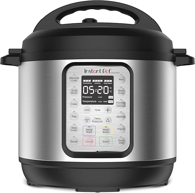 Instant Pot Duo Plus 9-in-1 Multicooker, Pressure Cooker, Slow Cook, Rice Maker, Steamer, Sauté, Yogurt, Warmer & Sterilizer, Includes App with Over 800 Recipes, Stainless Steel, 6 Quarts