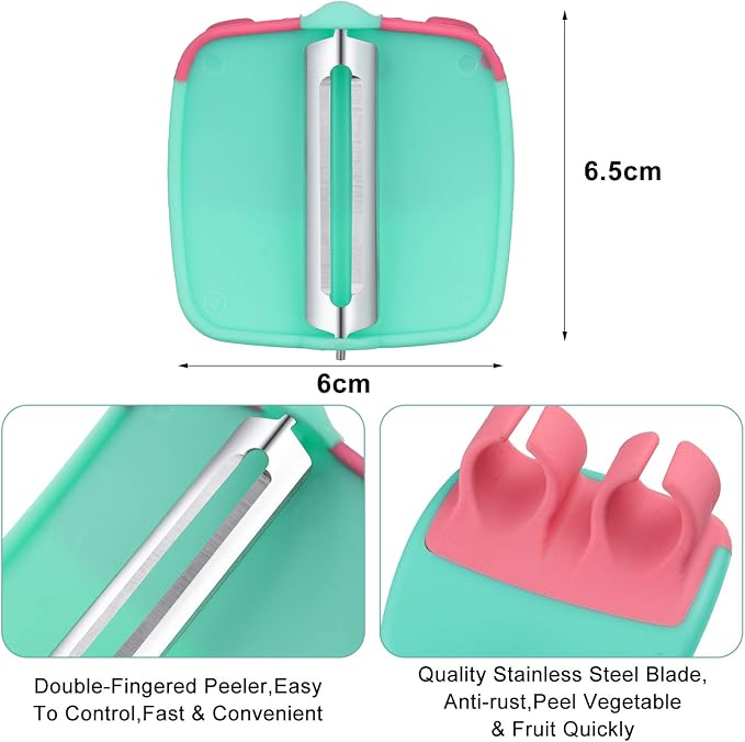 Mudder 4 Pieces Finger Vegetable Palm Peeler Kitchen Fruit Potato Peeler with Comfortable Rubber Finger Grip For Pumpkin Carrot Cucumber Potato