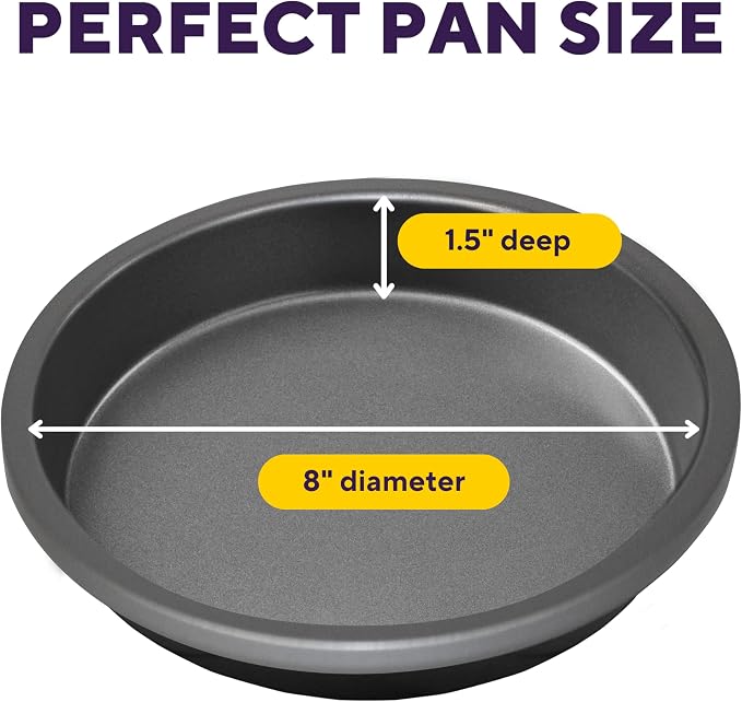 Wilton Silver Non-Stick Round Cake Pan, Made Without PFAS, 8 in. | Non-Stick Steel Bakeware, Dishwasher Safe with 5-Year Limited Warranty, Perfect for Round Layer Cakes & Cheesecakes