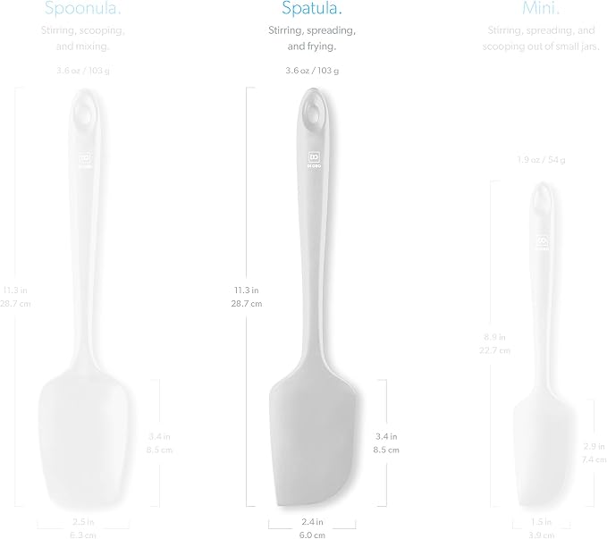 DI ORO Large Silicone Spatula - 600F Heat Resistant, Stone | Rubber scraper for baking, mixing, and frosting; Won't scratch nonstick pots and pans; BPA-free and dishwasher safe