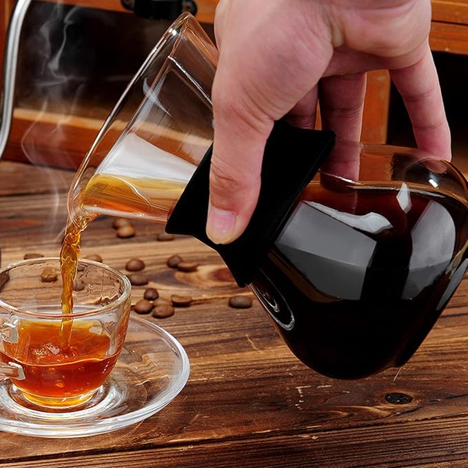 Joyzan Pour Over Coffee Maker, High-Heat Paperless Glass Drip Dripper 400ML | Brewer Carafe with Reusable Stainless Steel Filter Scale Line Paperless Removable Portable Pot Set Clear Camping Hiking