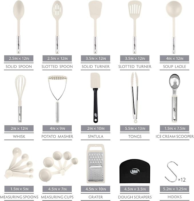 Kitchen Utensils Set 35 PCS Cooking Utensils Set, Nonstick and Heat Resistant Nylon Stainless Steel Silicone Spatula Set - Kitchen Gadgets Home Essentials Kitchen Accessories, Apartment Must Haves