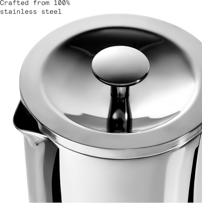 aarke Coffee Press - Stainless Steel, Insulated Double-Walled, 34oz | 100% Stainless Steel, Cool-touch Exterior, Precision Mesh Filter, Vacuum Body