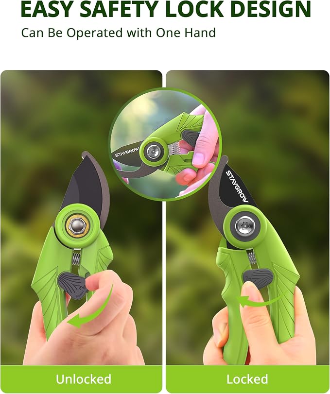 Garden Shears 6.9" Pruning Shears for Gardening Green | SK5 Stainless Steel Sharp Blades,Tree Trimmer Garden Scissors with Comfort Handle and Safety Lock,Gardening Hand Tools