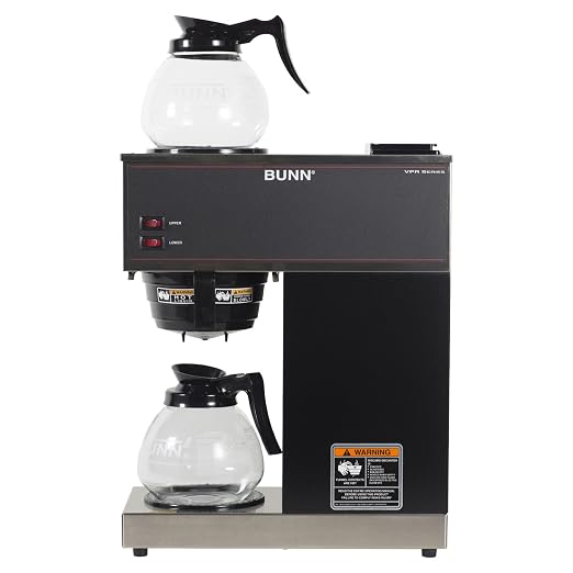BUNN 33200.0015 VPR-2GD 12-Cup Pourover Commercial Coffee Brewer with Upper and Lower Warmers and Two Glass Decanters, Black, Stainless, Standard