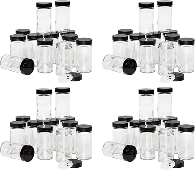 Kamenstein 5244227 Empty Jars With Black Cap, 3-Ounce (Pack of 48)