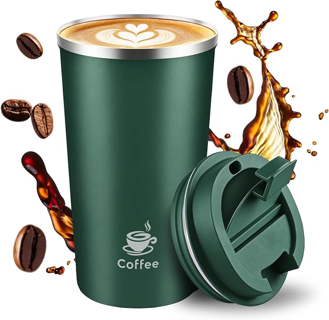 17oz Travel Coffee Mug ,Leakproof Vacuum Coffee Cup Insulated Tumbler | 304 Stainless Steel, Double-Wall Vacuum Insulated, Leakproof, Fits Hot & Cold Drinks Car Cup Holders, Travel, Office