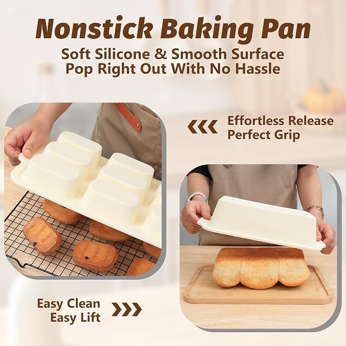 Silicone Bread Loaf Pan Set: 9.5 x 5 Inch Loaf Mold with Metal Frame | Nonstick Mini Bread Pan for Homemade - for Baking Banana Rye Cornbread Meatloaf Oven - Brownie Tray for Home Baker Toeusog