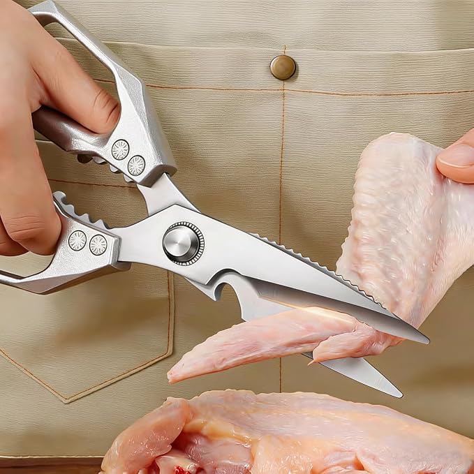 Professional Kitchen Scissors, Ultra Sharp Japanese Steel Poultry Shears for Cutting Chicken, Fish Bones & Herbs, Dishwasher Safe