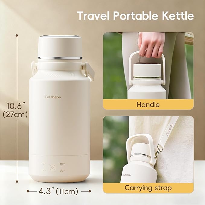 33.8 Oz/1000mL Portable Electric Kettle,304 Stainless Steel Travel Kettle Electric,4 Temp Settings with Holding Heat,600W Fast Boiling Water with Auto Shut-Off and Boil Dry Protection