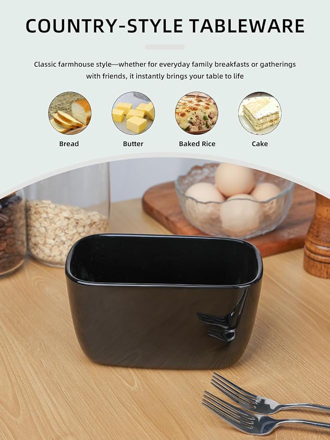 Ceramic Small Loaf Pan, Mini Bread Pan, Oven Safe (Black, Large) | Even Heat Distribution, Smooth Glazed Finish, Easy Release, Easy to Clean, Perfect for Individual Baking, Kitchen Essential