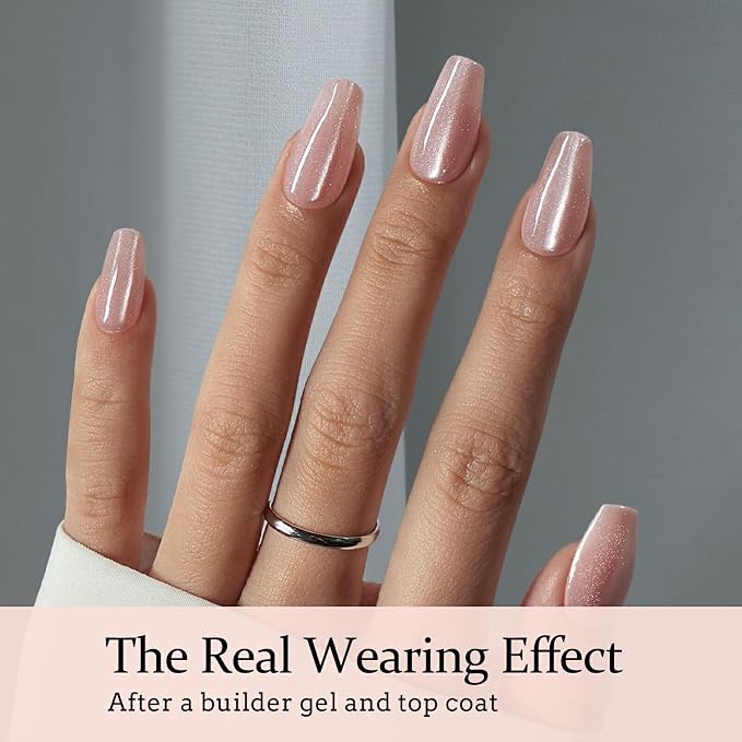 BTArtboxnails XCOATTIPS Cat Eye Press On Nails, Short Coffin, Bling Baby | Lamp-Curable 4-Week Wear, Salon Quality Value at Home, Natural Nail Look, Easy-to-Apply for Beginners, 1606ct Nail Tips Only