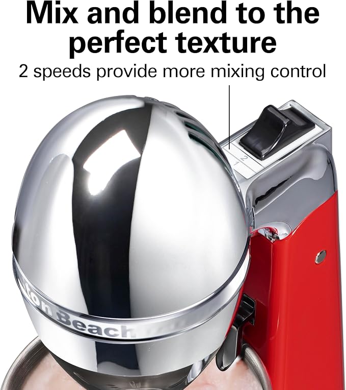 Hamilton Beach DrinkMaster Retro Milkshake Maker & Electric Drink Mixer | Drink Mixer, Milkshake Maker, Milk Frother | 2 Speeds | Extra-Large 28 oz. Stainless Steel Cup | Red | 733