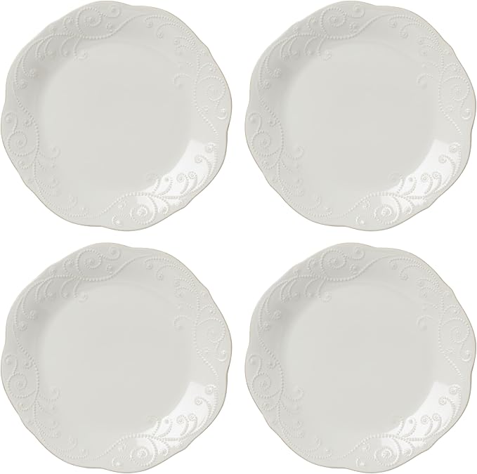 Lenox 890951 French Perle 12-Piece Plate & Bowl Dinnerware Set White | dishwasher safe, microwave safe | includes dinner plates, accent plates, pasta bowls | kitchen and dining essential