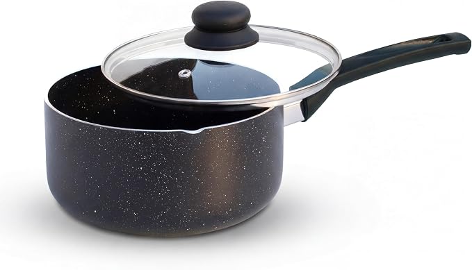 8-Inch Nonstick Sauce Pot with Tempered Glass Lid, Small Induction Saucepan for Soups, Pasta, Rice, Grains & Everyday Cooking, Aluminum Stovetop Pot