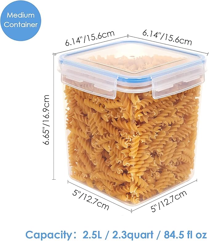 Vtopmart 2.5L / 84.5oz Food Storage Containers, 4 PCS, Blue | Airtight Seal, BPA Free, Food Grade Material, Dishwasher Safe (Not Lids)