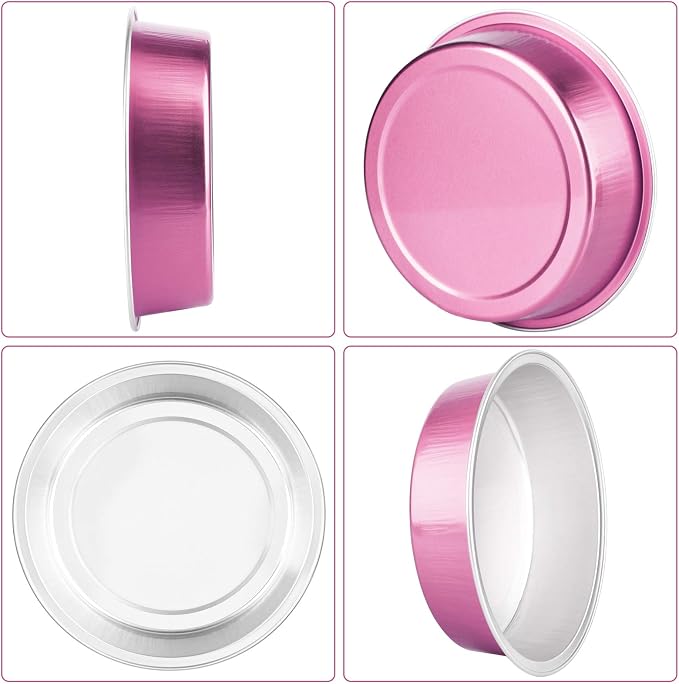 Beasea Mini Pie Pans with Lids, 4 Inch 50 Pack Disposable Mini Pie Tins Tart Pans, 8 Oz Pink Aluminum Tart Tins Mold Round Oven Baking Cups Small Cake Pan for Cheesecake Quiche